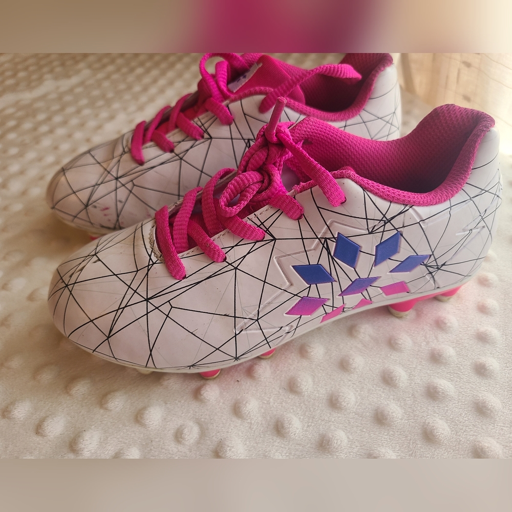 RIP-IT girls soccer cleats size 13 white with pink and purple accents